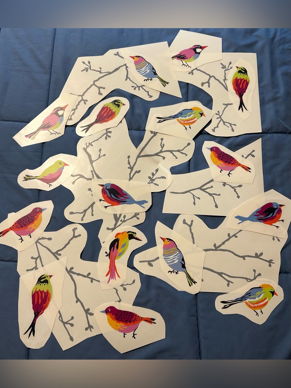 Colorful Bird & Branch Wall Decals (Multicolor)